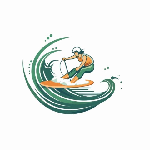 Surfer vector logo design template. Water extreme sport logo con