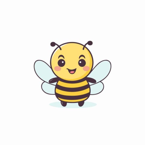 Cute cartoon bee. Vector illustration. Isolated on white backgro