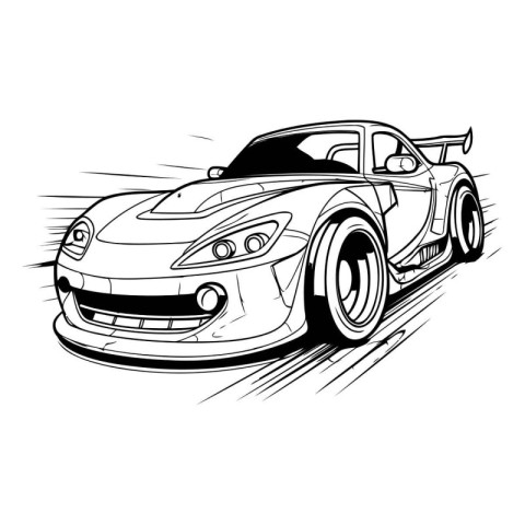 Vector illustration of a sports car on a white background. Side