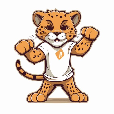 Cheetah Cheetah Cartoon Mascot Character Vector Illustration