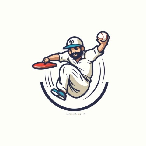 Cricket player vector logo design template. Vector illustration