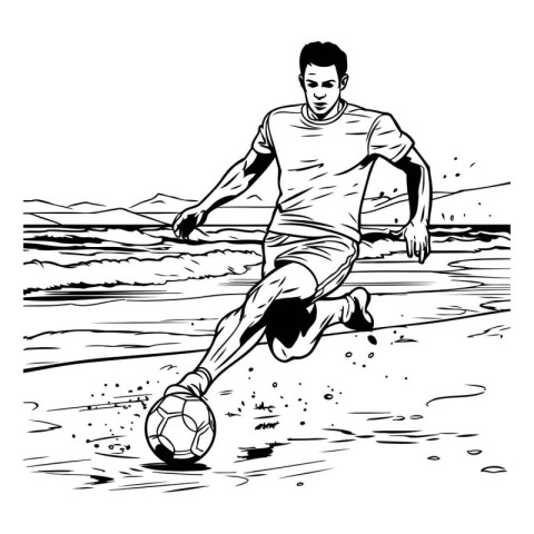 Soccer player kicking the ball. Vector illustration ready for vi