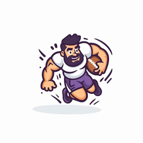 American football player running with ball. Vector illustration