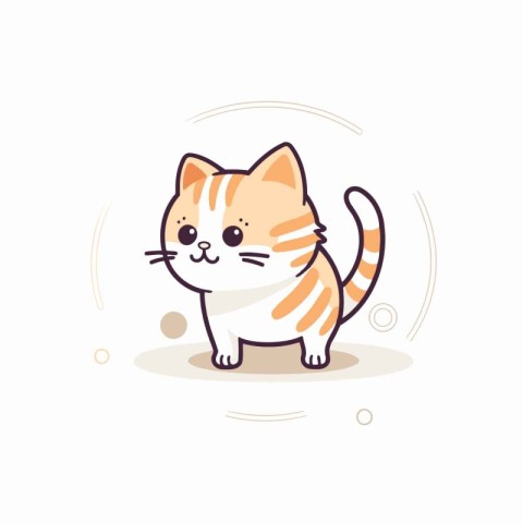 Cute cartoon cat character on white background. Vector illustrat