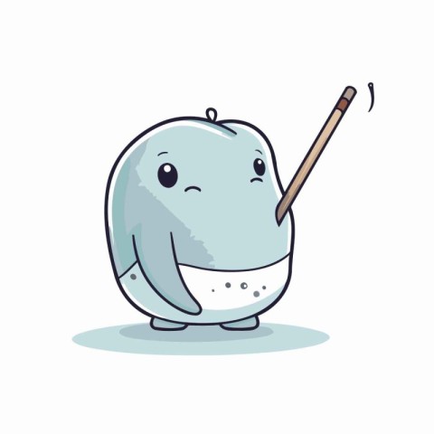 Cartoon elephant with a stick in his hand. Vector illustration.