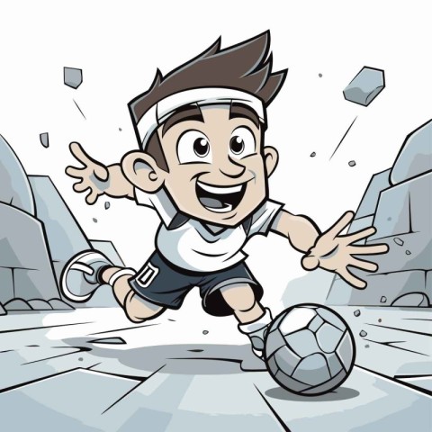 Illustration of a Kid Boy Playing Soccer with a Soccer Ball.