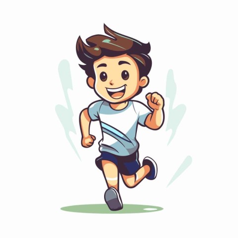 Running boy. Vector illustration. Isolated on a white background