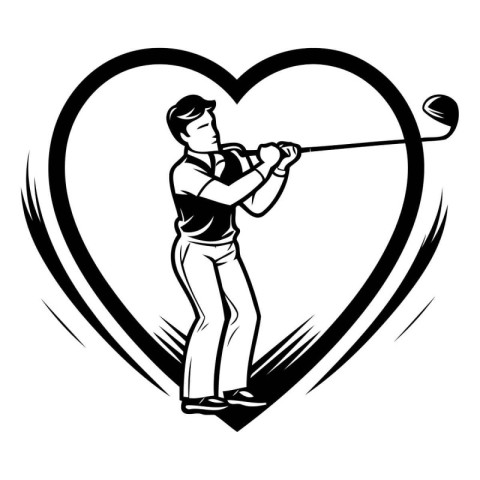 Golfer hits the ball with a club. Vector illustration.