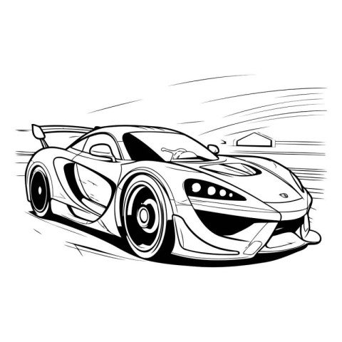 Sketch of a sports car on a white background. Vector illustratio