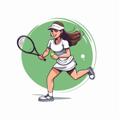 Tennis player woman in sportswear with racket and ball vector il