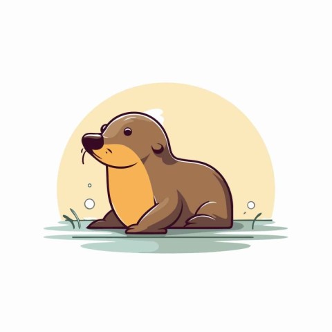 Cute cartoon otter. Vector illustration of a cute animal.