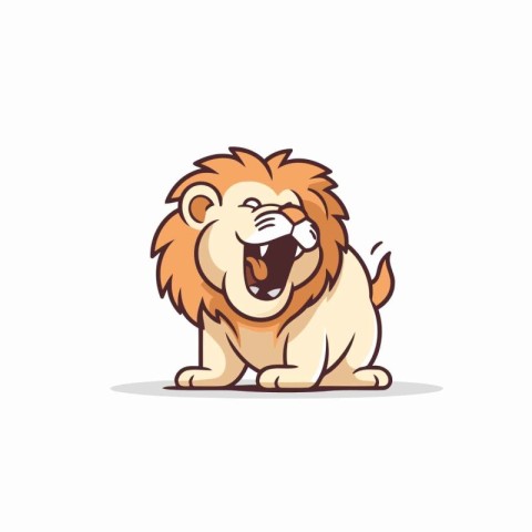 Lion cartoon mascot. Vector illustration on white background for