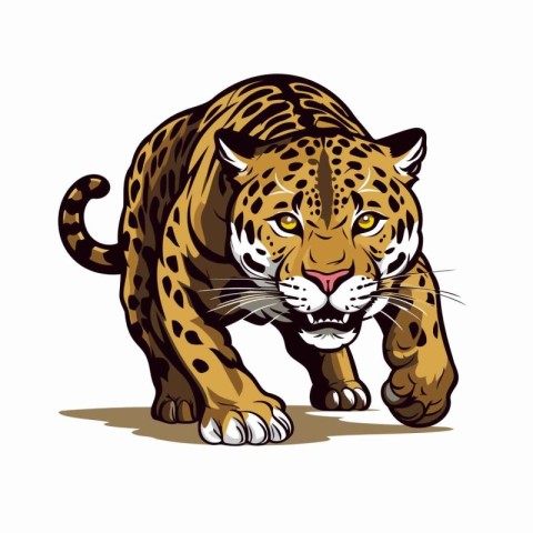 Jaguar vector illustration. Wild cat isolated on white backgroun