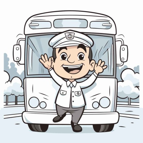 Cartoon Illustration of Little Boy Captain or Pilot Character in