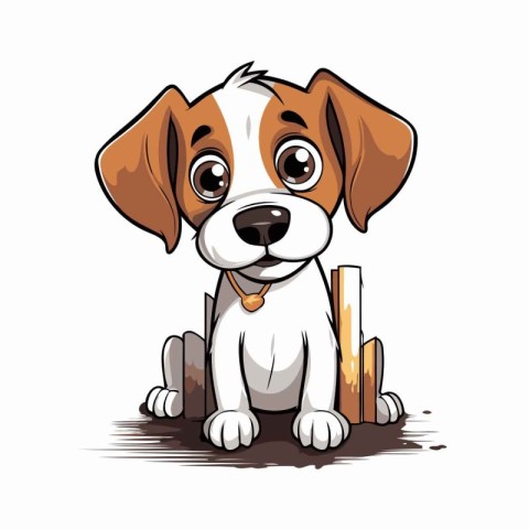 Jack russell terrier dog with books. Vector illustration.