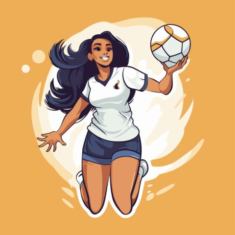 woman soccer player with ball vector illustration graphic design