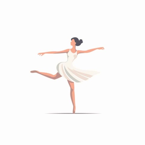 Ballet dancer in a white dress. Vector illustration in a flat st