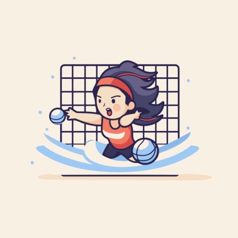 Volleyball player vector illustration. Cartoon woman character p