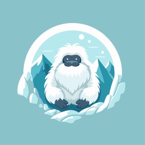 Cute sloth in a hole in the ice. Vector illustration