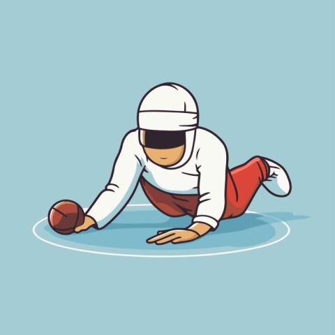 Cricket player in action. Vector illustration of a flat style.