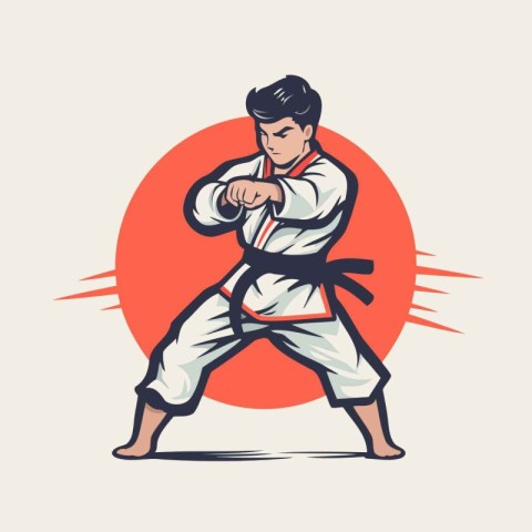 Taekwondo fighter. Vector illustration for t-shirt print.