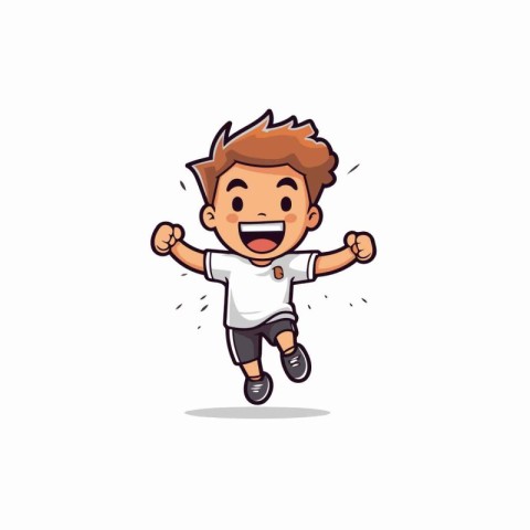 Running boy cartoon character vector illustration design. Runnin