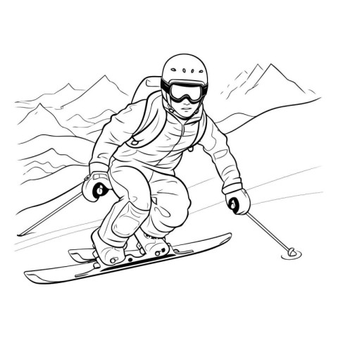 snowboarder in action. sketch vector graphics monochrome