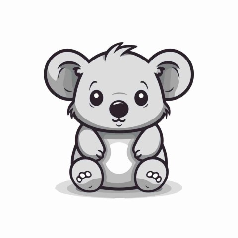 Cute koala cartoon on white background. Vector illustration of a