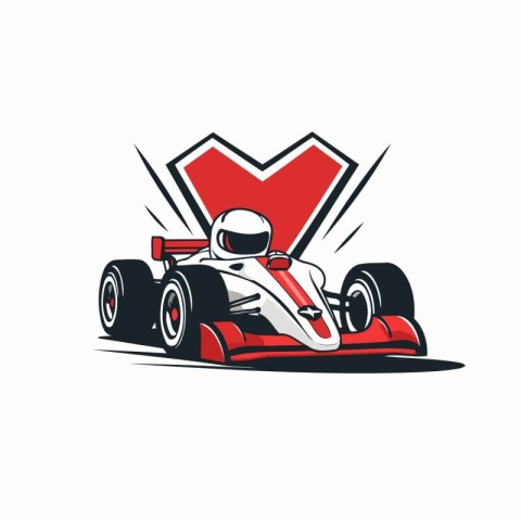 Red racing car vector icon. Vector illustration of a race car.