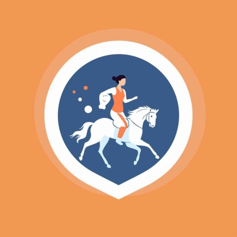 Girl jockey riding a horse. Vector illustration in flat design s