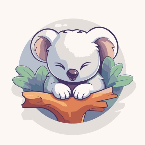 Cute koala on the tree. Vector illustration in cartoon style