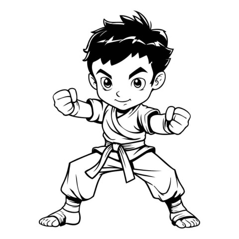 Karate Boy Cartoon Mascot Character Vector Illustration Graphic