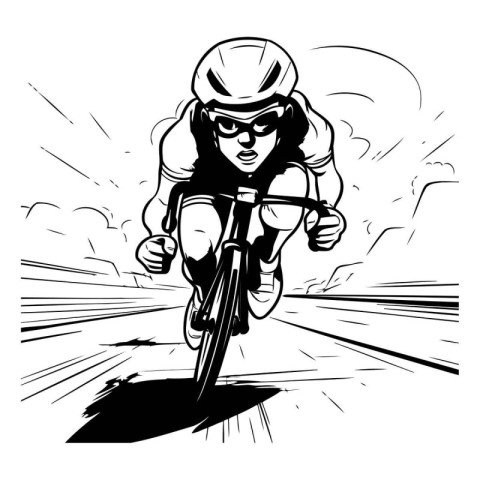 Cyclist racing on the road. Vector illustration ready for vinyl