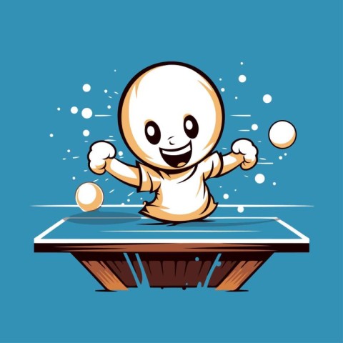 Table Tennis Player Cartoon Mascot Character. Vector Illustratio