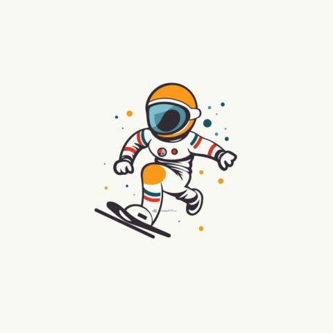 Vector illustration of astronaut in helmet and ski suit on white