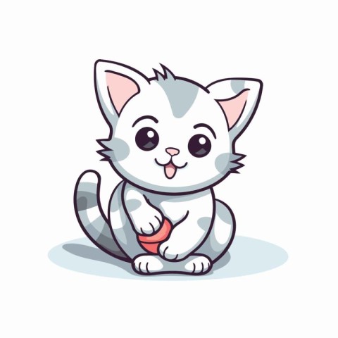 Cute cartoon cat on white background. Vector illustration. Eps 1