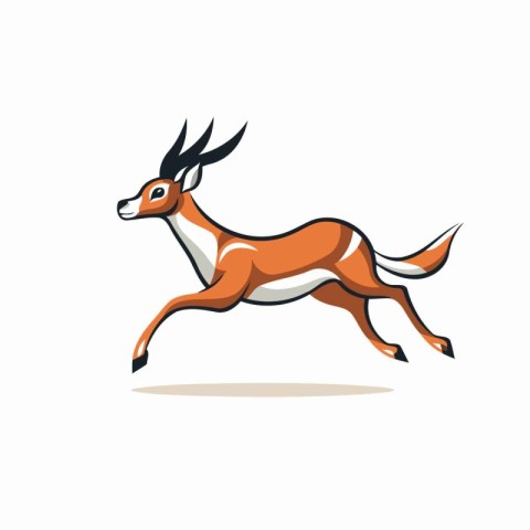 Running antelope isolated on white background. Vector illustrati