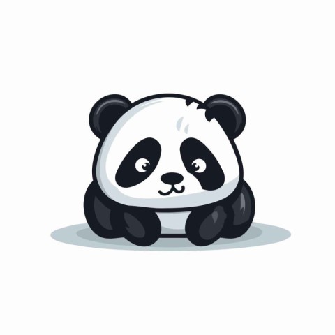 Cute panda sitting on the ground. Vector illustration in cartoon