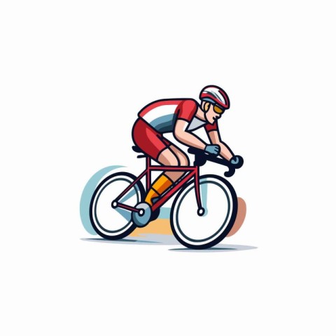 Cyclist riding bicycle. flat vector illustration isolated on whi