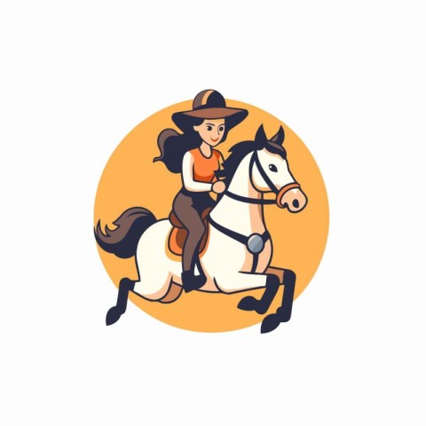 Cowboy riding a horse. Vector illustration in a flat style.