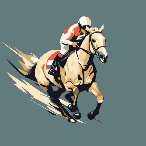 Horse racing. jockey on gallop. Vector illustration.