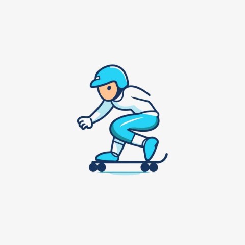 Skateboarder Icon. Flat Design. Vector Illustration.