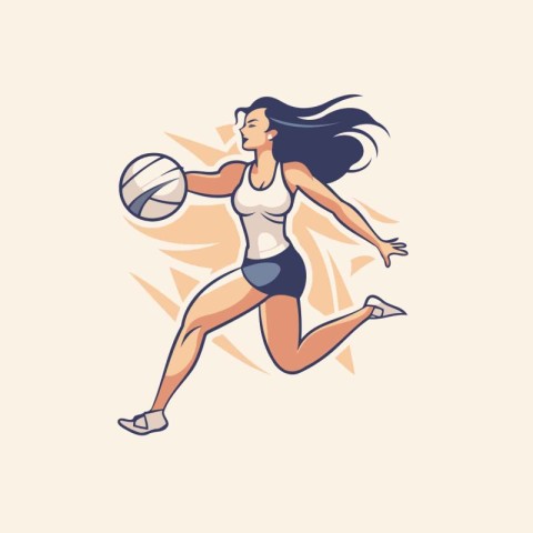 Volleyball player woman in sportswear. Vector illustration.