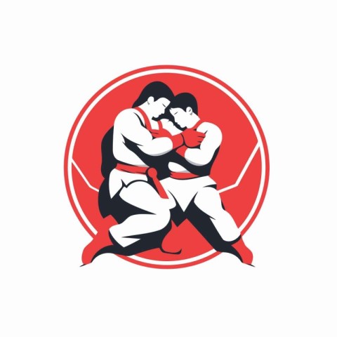 Oriental wrestling logo template with two sumo fighters. sumo wr