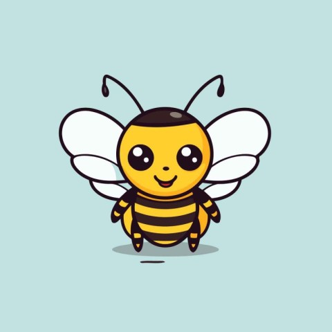 Cute Bee Cartoon Mascot Character. Vector Illustration.