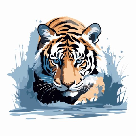 Tiger head in grunge style. Vector illustration for your design