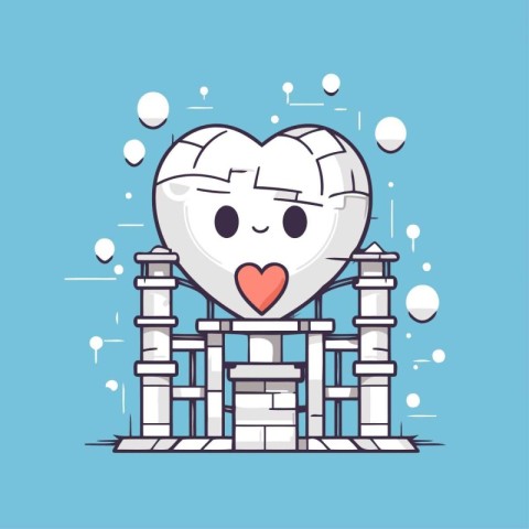 Cute heart character design. Vector illustration in flat cartoon