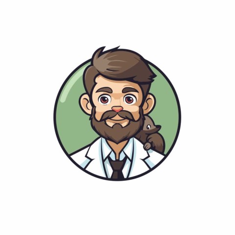 Vector illustration of a caucasian doctor with a bird in his han