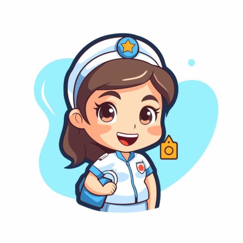 Nurse girl cartoon character. Cute nurse girl vector illustratio