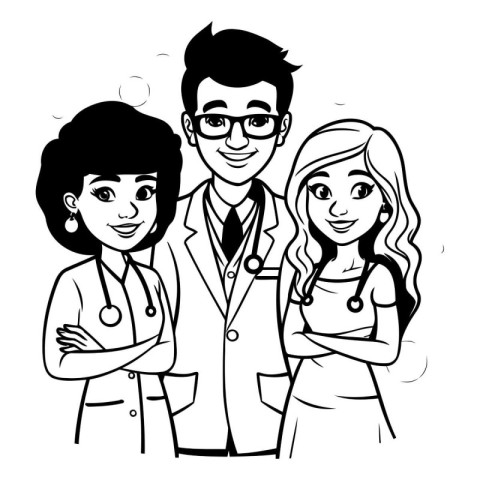 group of doctors with stethoscopes cartoon vector illustration g